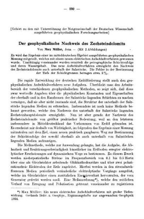 Der geophysikalische Nachweis des Zechsteindolomits