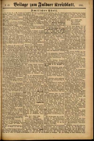 Zweite Ausgabe vom Samstag, den 13. April 1895.
