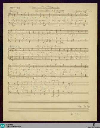 3 Süddeutsche Volkslieder - Mus. Hs. 1160 : Coro maschile