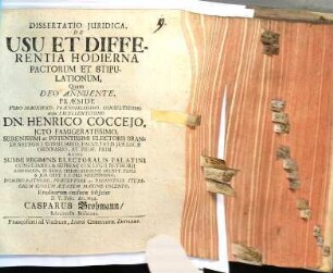 Dissertatio Iuridica, De Usu Et Differentia Hodierna Pactorum Et Stipulationum