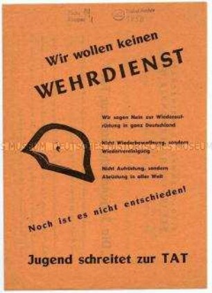 Propagandaschrift der Friedensbewegung gegen die Einführung der Wehrpflicht in der Bundesrepublik