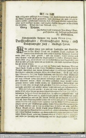 Hildesheimische Antwort den 29.ten IX.bris 1703