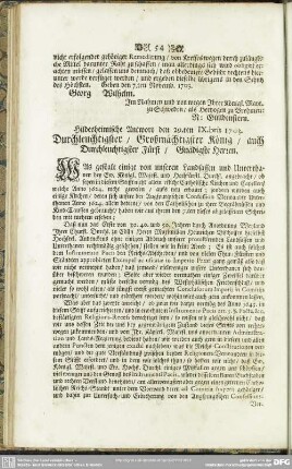 Hildesheimische Antwort den 29.ten IX.bris 1703