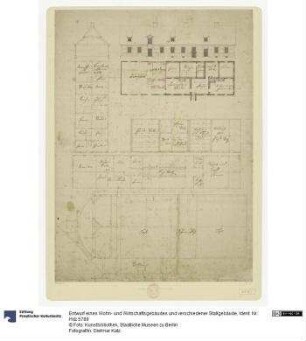 Entwurf eines Wohn- und Wirtschaftsgebäudes und verschiedener Stallgebäude