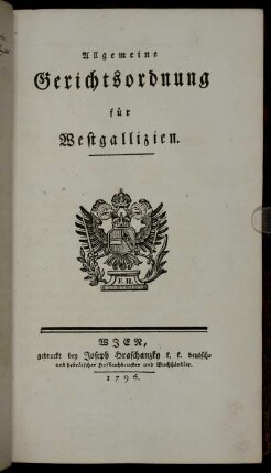 Allgemeine Gerichtsordnung für Westgallizien