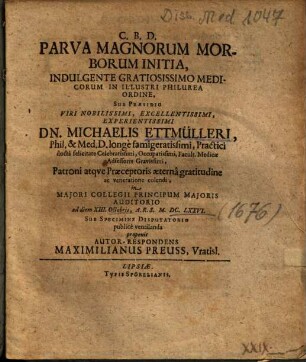 Parva Magnorum Morborum Initia