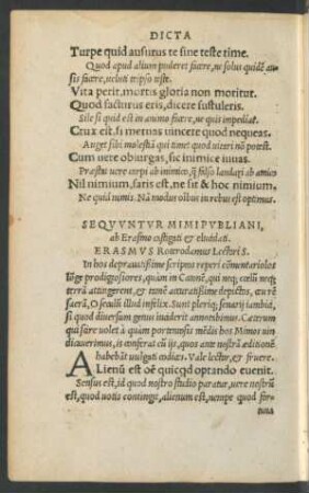 Sequuntur Mimi Publiani, ab Erasmo castigati et elucidati.