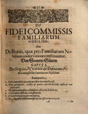 De fideicommissis familiarum nobilium ...