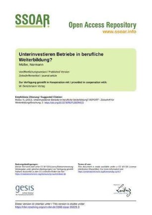 Unterinvestieren Betriebe in berufliche Weiterbildung?