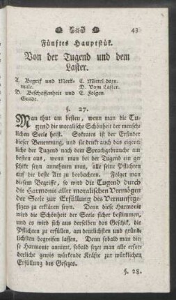 Fünftes Hauptstük. Von der Tugend und dem Laster