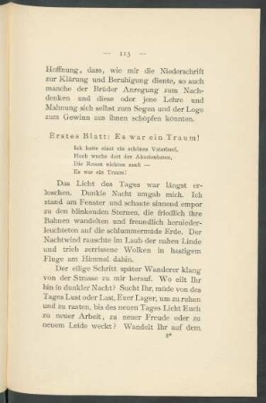Erstes Blatt: Es war ein Traum!