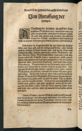 "Von [der] Anruffung der Heiligen"