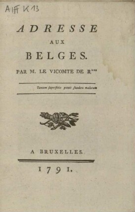 ADRESSE AUX BELGES