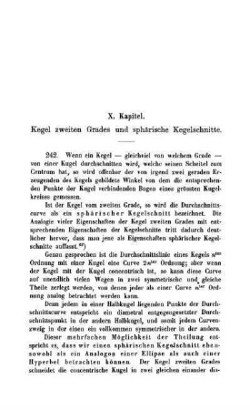 X. Kapitel. Kegel zweiten Grades und sphärische Kegelschnitte.