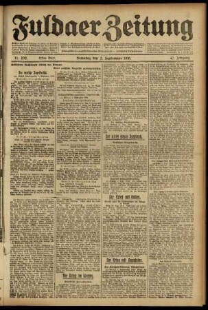 Erste Ausgabe vom Samstag, den 02. September 1916.