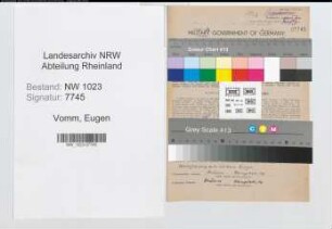 Entnazifizierung Eugen Vomm , geb. 12.07.1895 (Postschaffner)