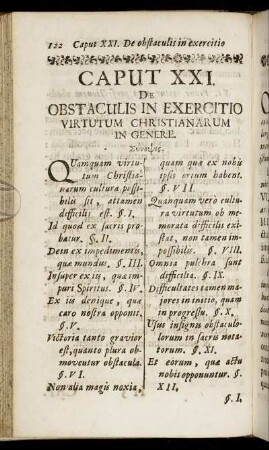 Caput XXI. De Obstaculis In Exercitio Virtutum Christianarum In Genere