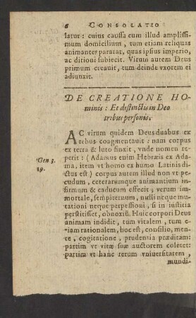 De Creatione Hominis: Et distinctis in Deo tribus personis.