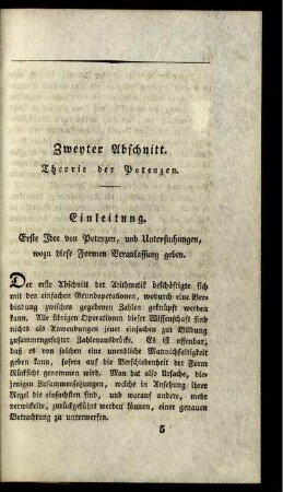 Zweyter Abschnitt. Theorie der Potenzen.