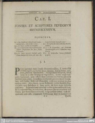 Cap. I. Fontes Et Scriptores Feudorum Brunsvicensium