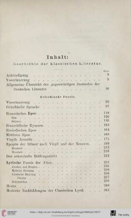 Inhalt: Geschichte der klassischen Literatur