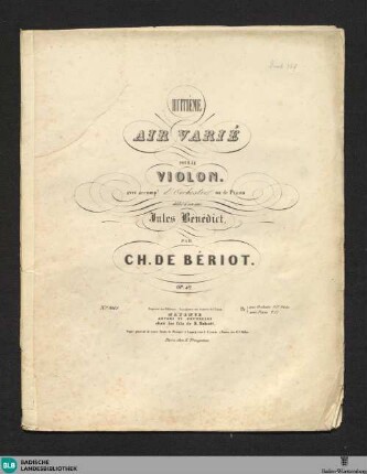 Huitième air varié pour le violon : avec accompt. d'orchestre ou de piano; op. 42