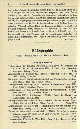 Bibliographie vom 1. December 1894 bis 28. Februar 1895.