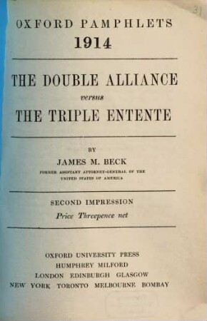 The double alliance versus the triple entente