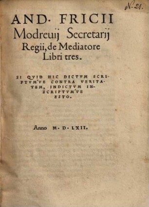 De mediatore : libri tres