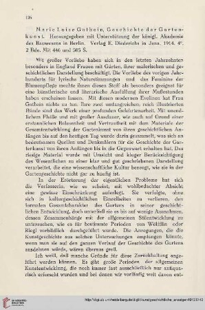 [Rezension von: Marie Luise Gothein, Geschichte der Gartenkunst]