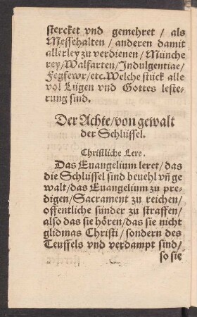 Der Achte/ von gewalt der Schlüssel.