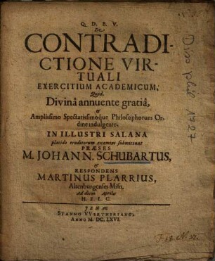 De Contradictione Virtuali Exercitium Academicum