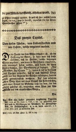 Das zweyte Capitel. Von bösen Wesen, von Leidenschaften und von Lastern, welche vergöttert worden