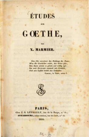 Études sur Goethe