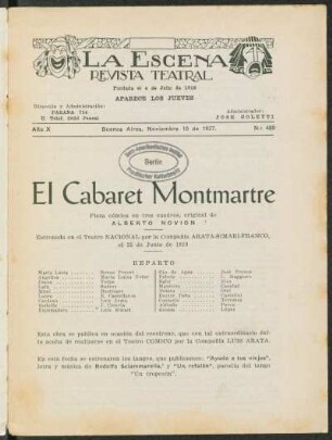 El cabaret Montmartre : pieza cómica en tres cuadros