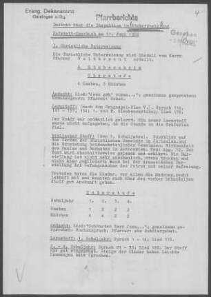 Stubersheim und Hofstett-Emerbuch: Inspektionsbericht 1958