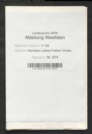 15 Briefe der Eltern Ludwig Vincke und Eleonore geb. von Syberg