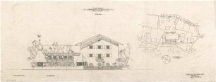 Gsaenger, Gustav; Lenggries (Bayern); Hotelneubau Lamprechtshaus - Lageplan, Südseite (Ansicht)