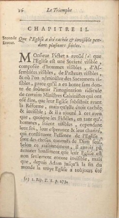 Chapitre II. Que l'Eglise a été cachée & invisible pendant plusieurs siécles.