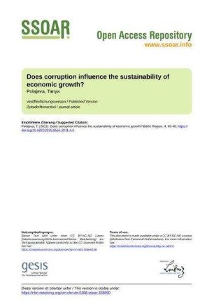 Does corruption influence the sustainability of economic growth?