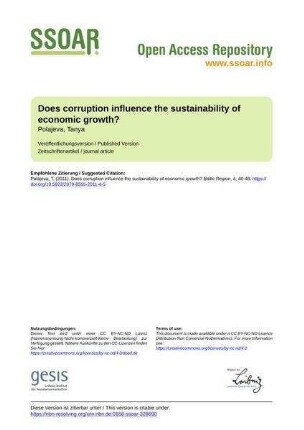 Does corruption influence the sustainability of economic growth?