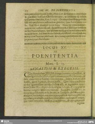 Locus XV. De Poenitentia. Ex Marc. I. 15.