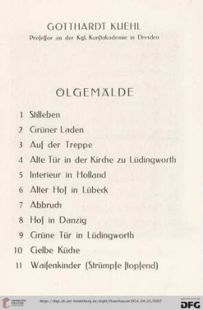 Ölgemälde (Nr. 1-47)
