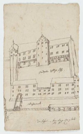 Stuttgart, Schloss, Ansichtsskizze von Süden