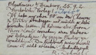 Brief an den Iris-Verlag