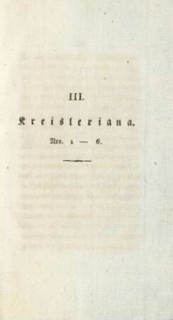 III. Kreisleriana. Nro. 1-6.