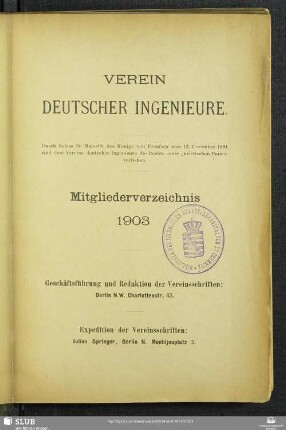 1903: Mitgliederverzeichnis