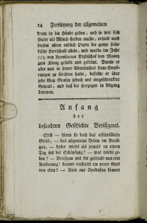Anfang der besondern Geschichte Breißgaus.