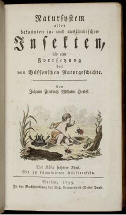 [2], Theil 6, Text: Natursystem aller bekannten in- und ausländischen Insekten als eine Fortsezzung der von Büffonschen Naturgeschichte: Nach dem System des Ritters Carl von Linne bearbeitet. [2]. Der Käfer ... Theil. Theil 6, Text