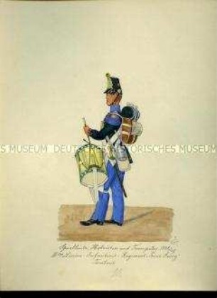 Uniformdarstellung, Tambour des 3. Linien-Infanterie-Regiments "Prinz Georg", Sachsen, 1848/1849.